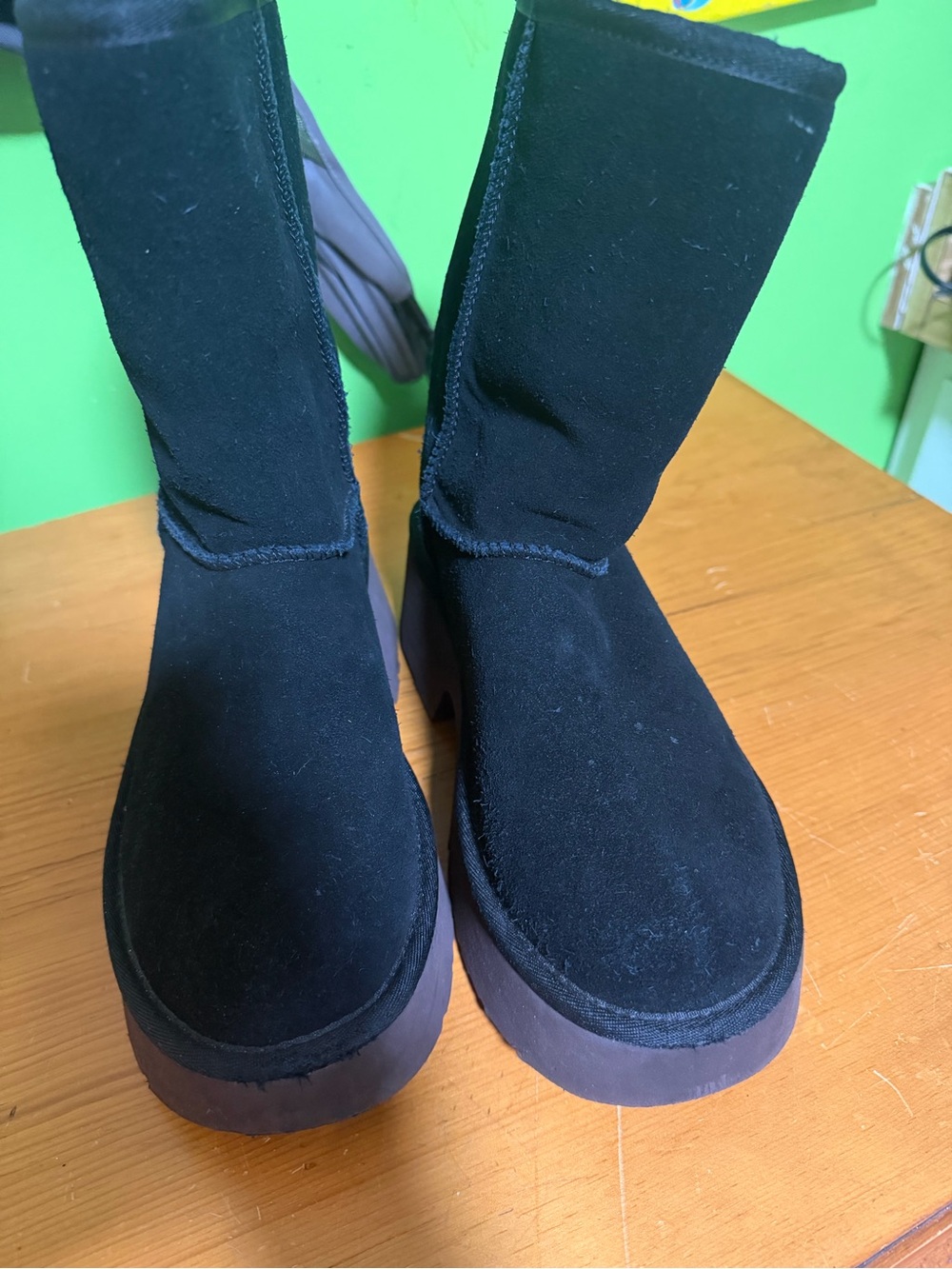 UGG Black Suede Mid-Calf Platform Boots